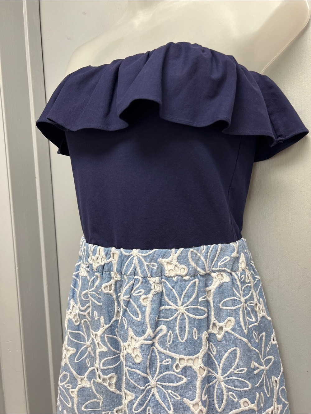 Lilly Pulitzer Athens Dress Tide Blue Hollar For a Dollar Eyelet Chambray Small - Picture 5 of 15